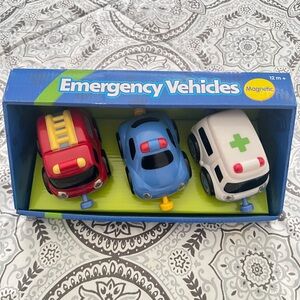 Emergency Vehicles Magnetic Toy Set - Red, Blue, White - Kids Cars & Vehicles